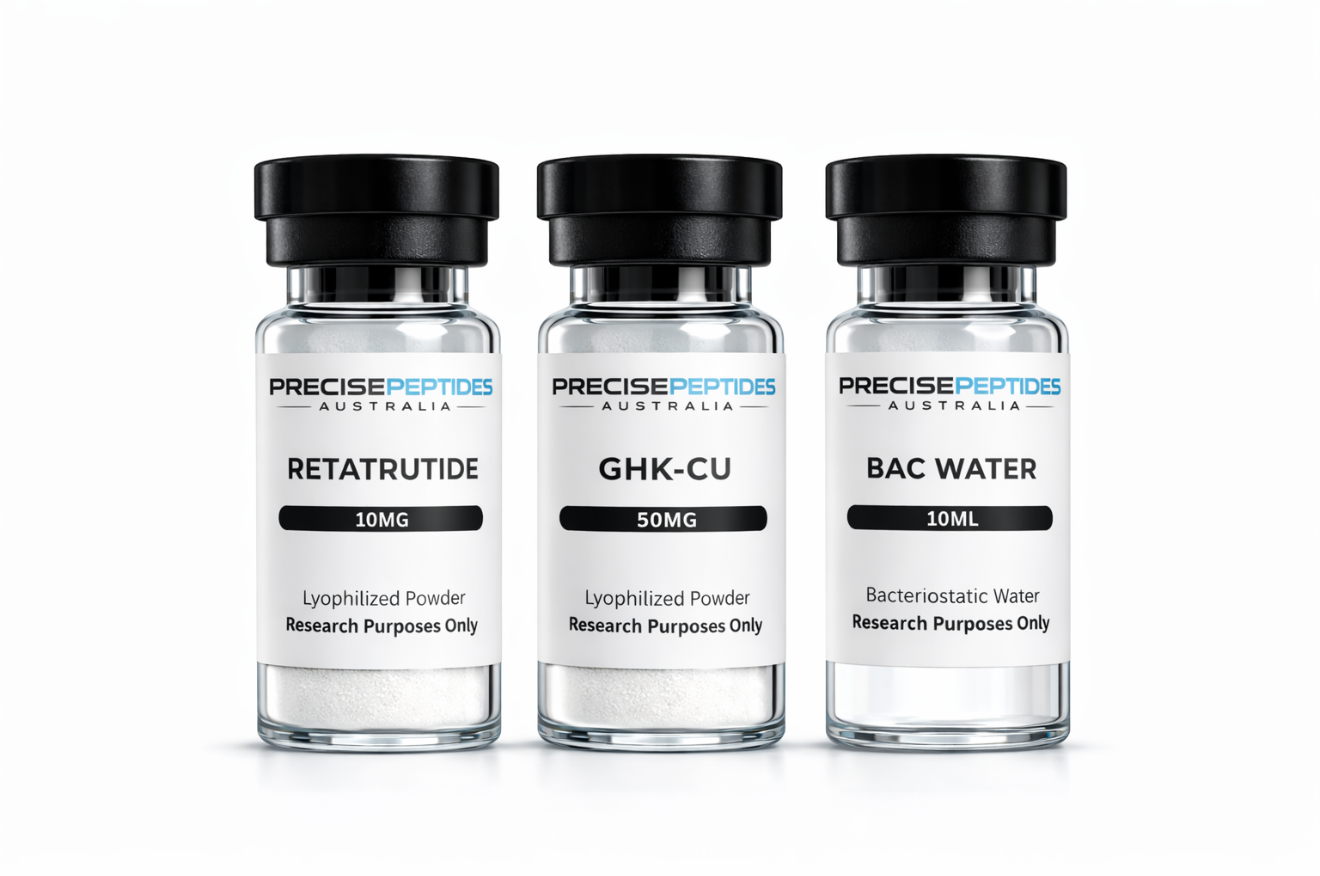 Retatrutide + GHK-Cu + Bac Water  Precise Peptides Australia