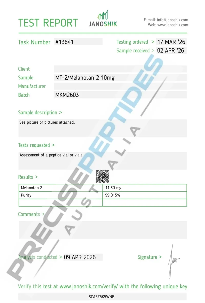 Precise Peptides Australia Certificate of Analysis document 5