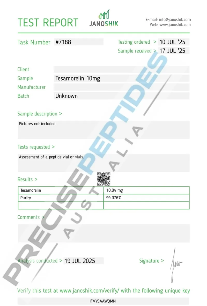 Precise Peptides Australia Certificate of Analysis document 8