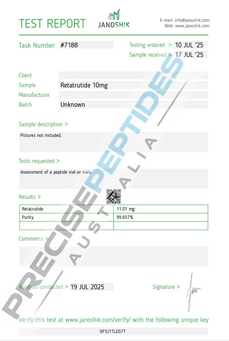 Precise Peptides Australia Certificate of Analysis document 9