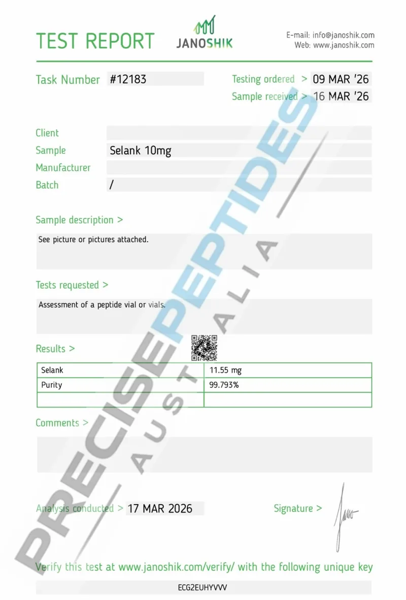 Precise Peptides Australia Certificate of Analysis document 11