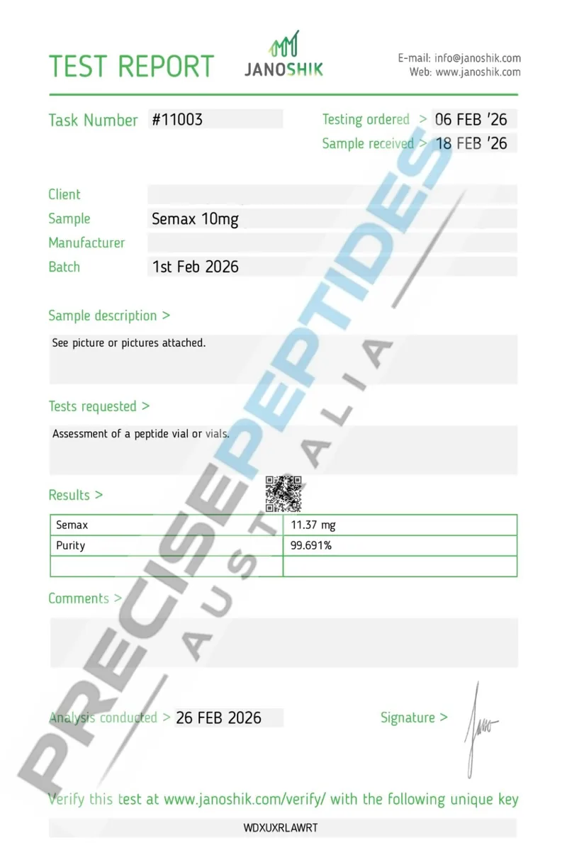 Precise Peptides Australia Certificate of Analysis document 19