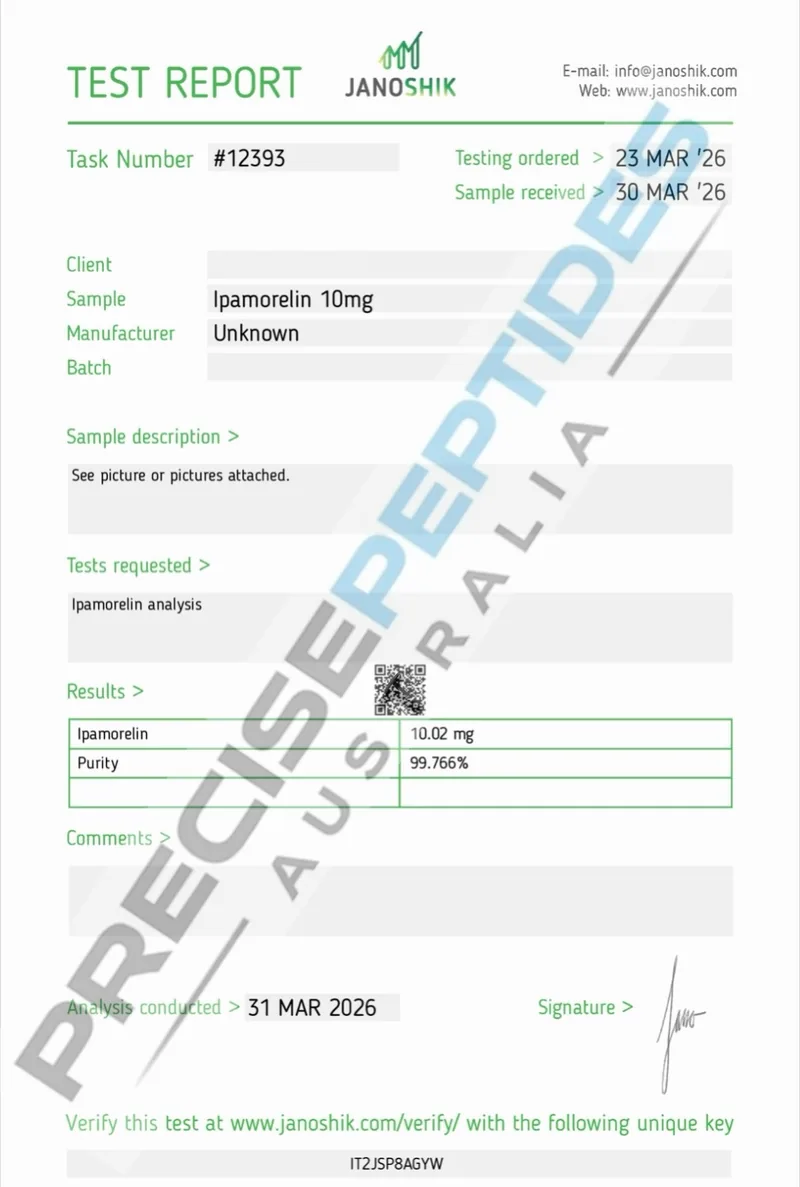 Precise Peptides Australia Certificate of Analysis document 20