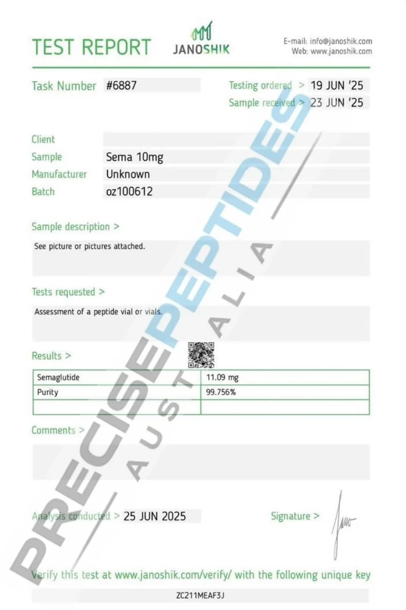 Precise Peptides Australia Certificate of Analysis document 21